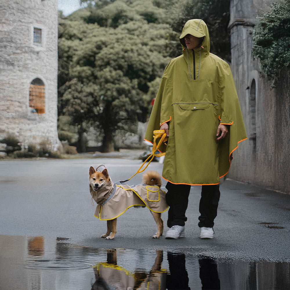 Adjustable Reflective Waterproof with Pocket Dog Human Matching Raincoat-Stay Dry - Image 3