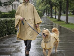 Adjustable Reflective Waterproof with Pocket Dog Human Matching Raincoat-Stay Dry