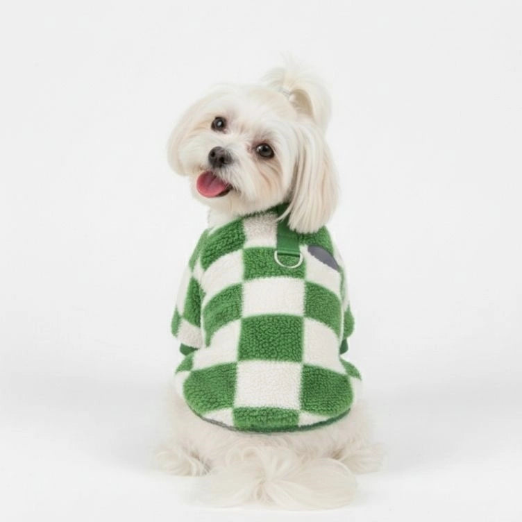 Checkered Fleece Dog Jacket – Bold Style and Warmth for Winter Walks - Image 3