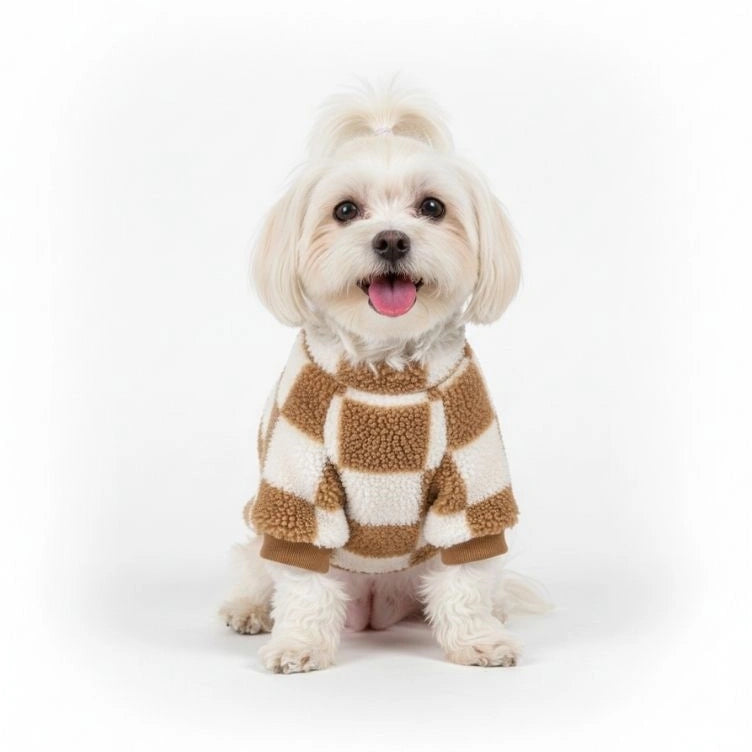 Checkered Fleece Dog Jacket – Bold Style and Warmth for Winter Walks - Image 2