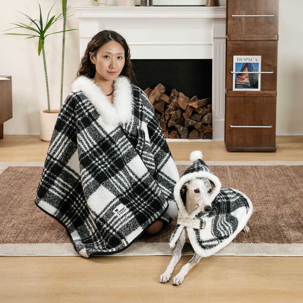 Classic Plaid Warmth Human & Dog Poncho - Festive Companions - Image 4