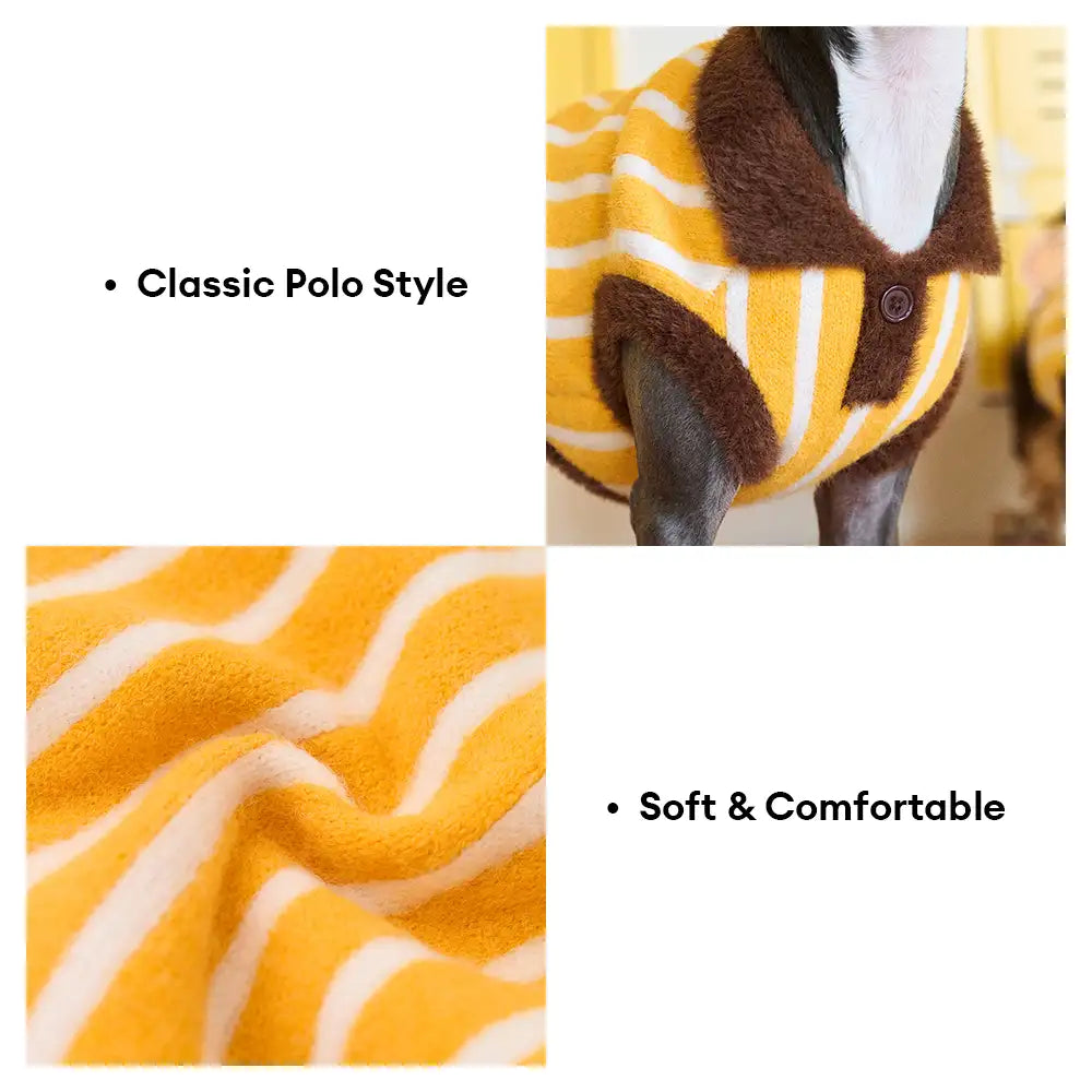 Color Blocked Striped Polo Collar Dog Sweater For Small Dogs - Image 4