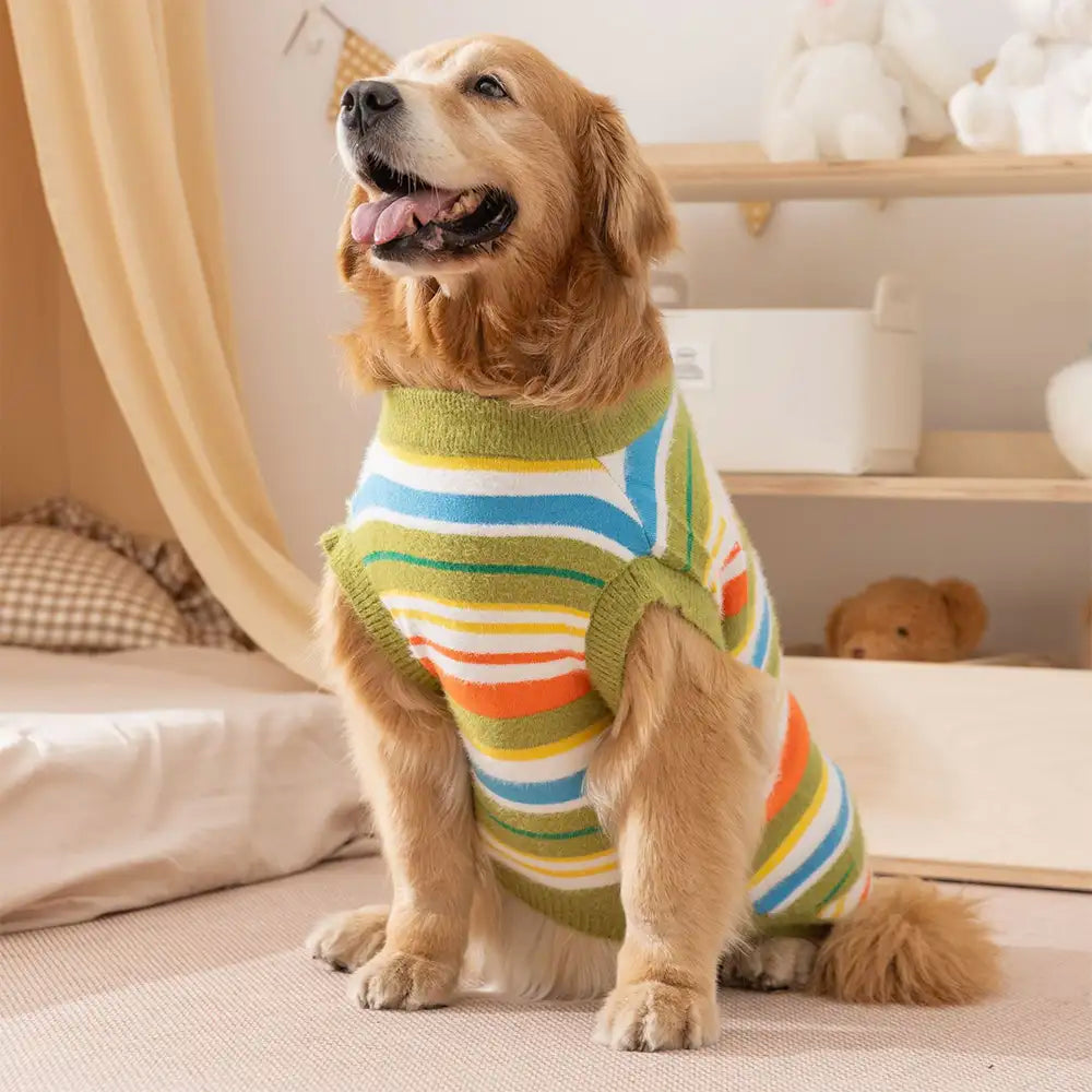 Color Blocked Striped Dog Sweater-Suitable For Large Dogs - Image 2