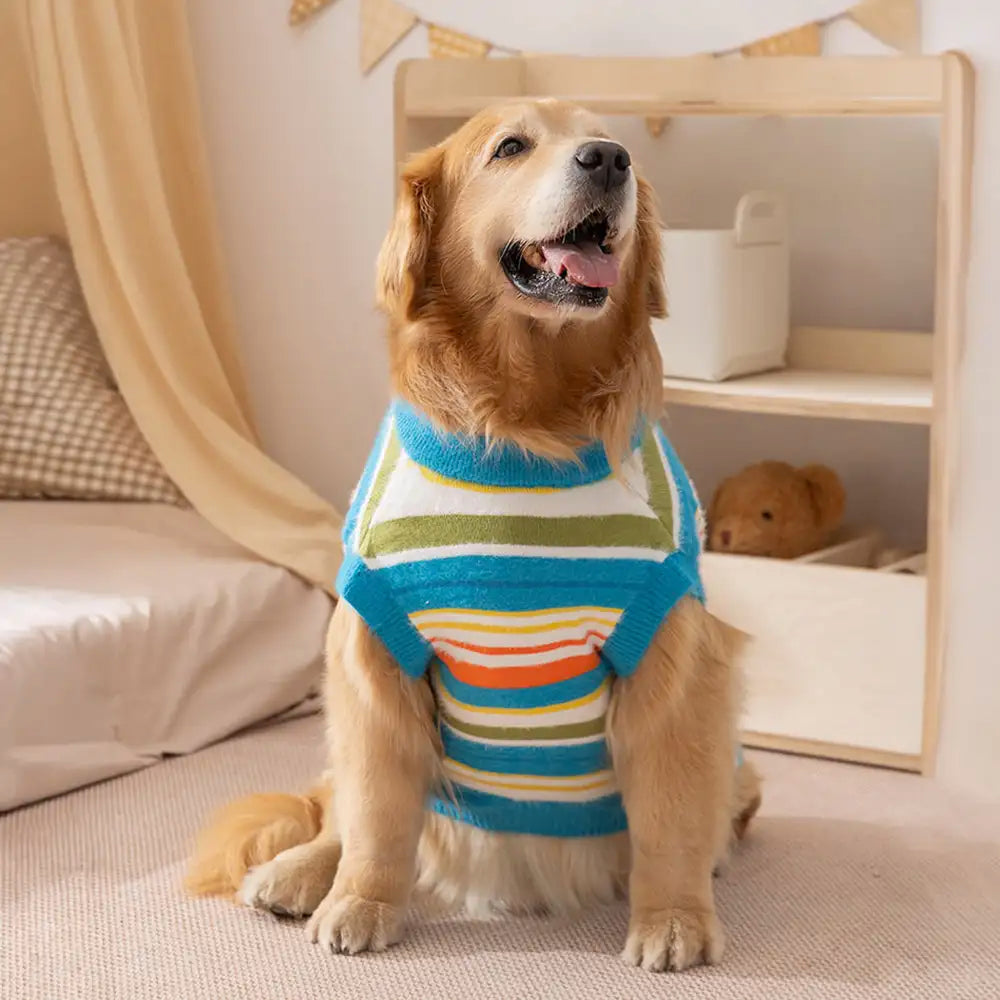 Color Blocked Striped Dog Sweater-Suitable For Large Dogs - Image 4