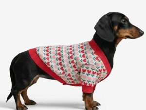 Fair Isle Heart Patterned Cardigan Dog Sweater For Small Dogs