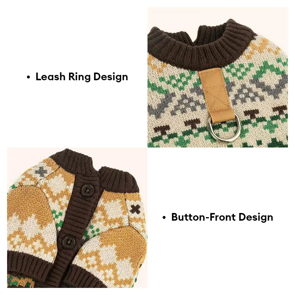 Fair Isle Vintage Pattern Dachshund And Small To Medium-Sized Dog Sweater - Image 3