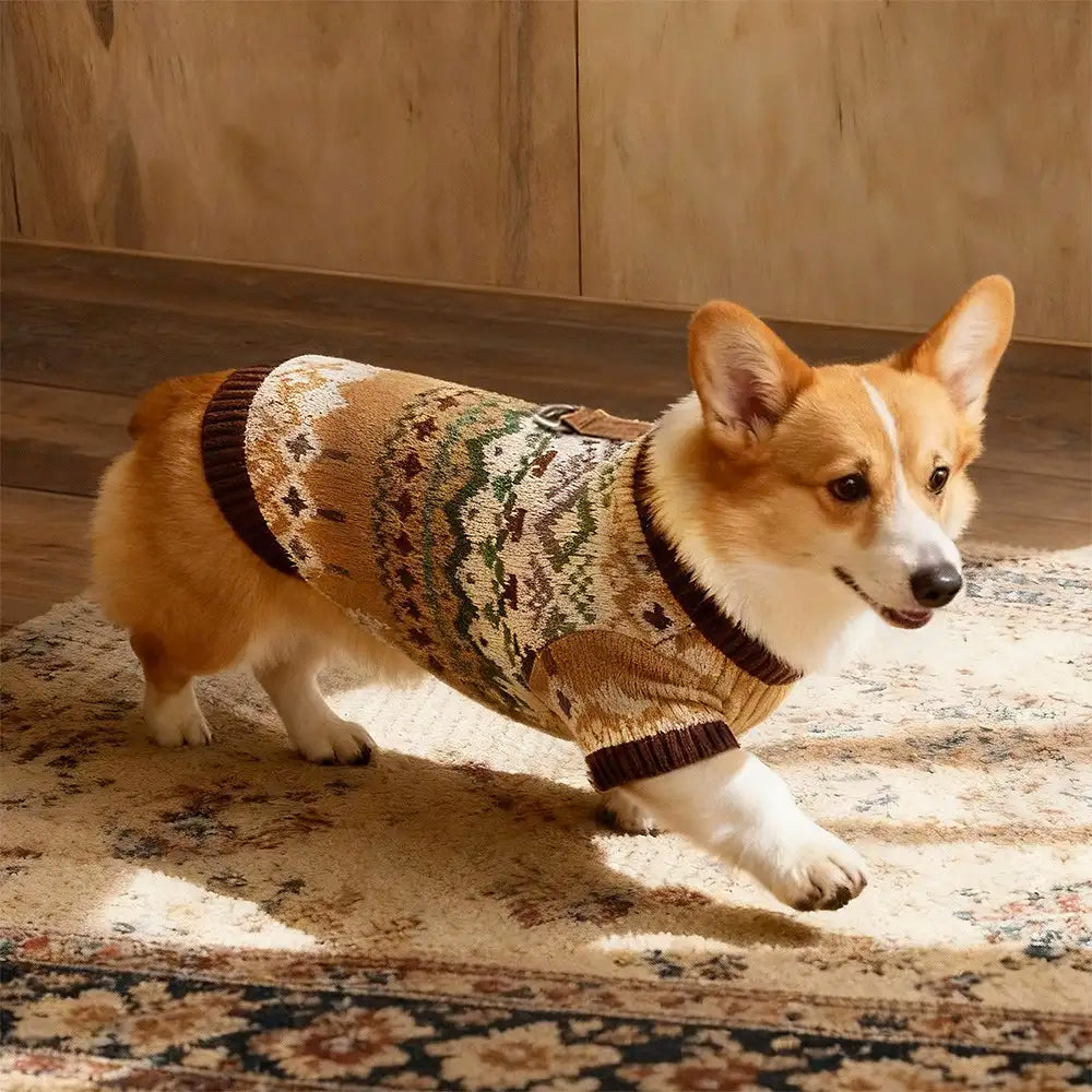Fair Isle Vintage Pattern Dachshund And Small To Medium-Sized Dog Sweater - Image 2