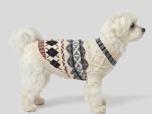 Knitted Fair Isle Diamond Dog Sweater