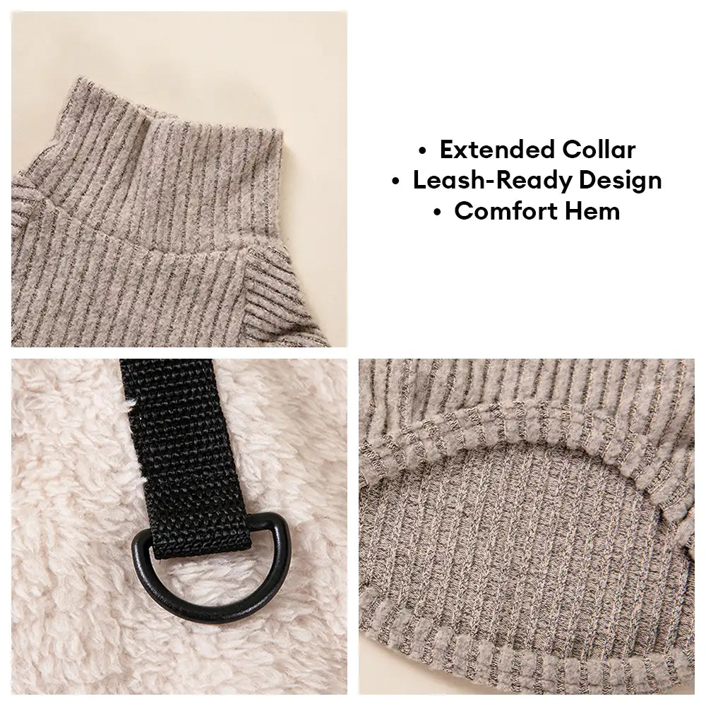 Plush Coat & Matching Turtleneck Sweater Two-Piece Dog Outfit Set - Image 4