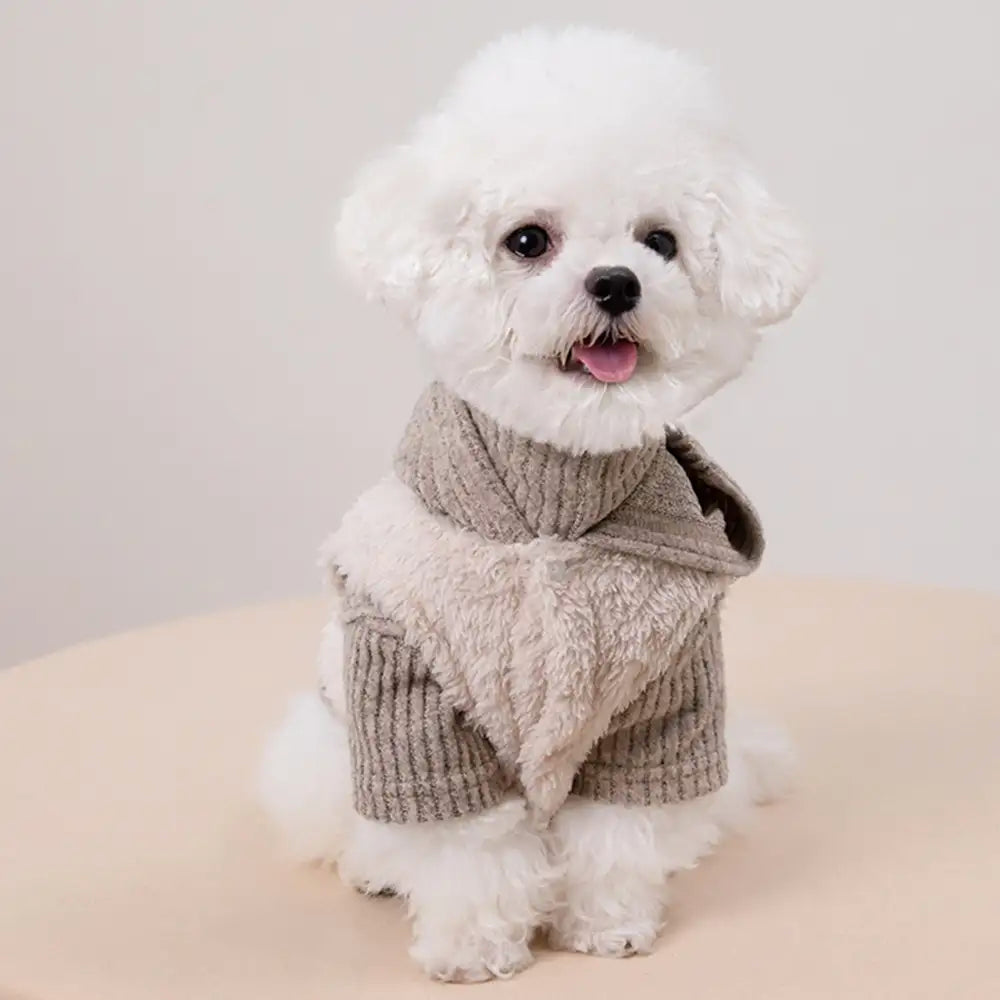 Plush Coat & Matching Turtleneck Sweater Two-Piece Dog Outfit Set - Image 2