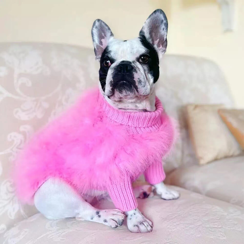 Soft Fluffy Fashion Luxurious Dog Turtleneck Knit Sweater - Image 3