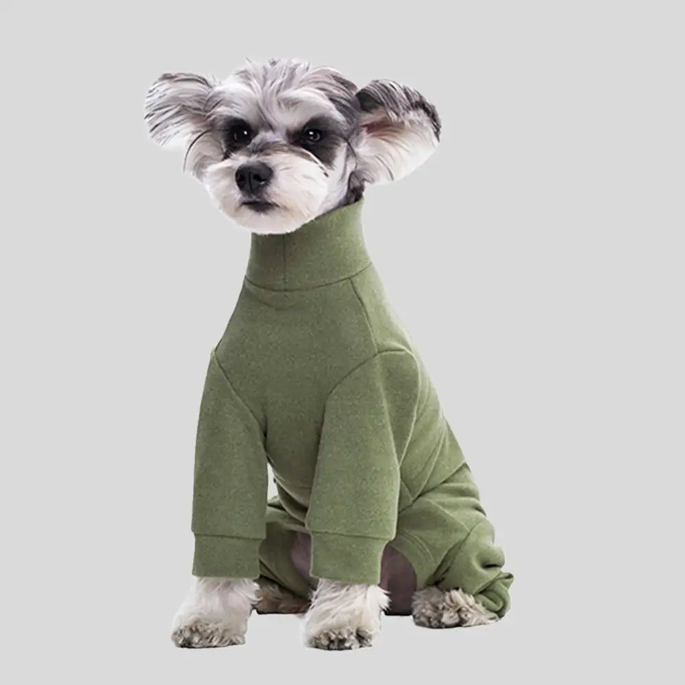 Warm Soft Fleece High-Neck Four-Legged Dog Jumpsuit with Adjustable Waist - Image 3