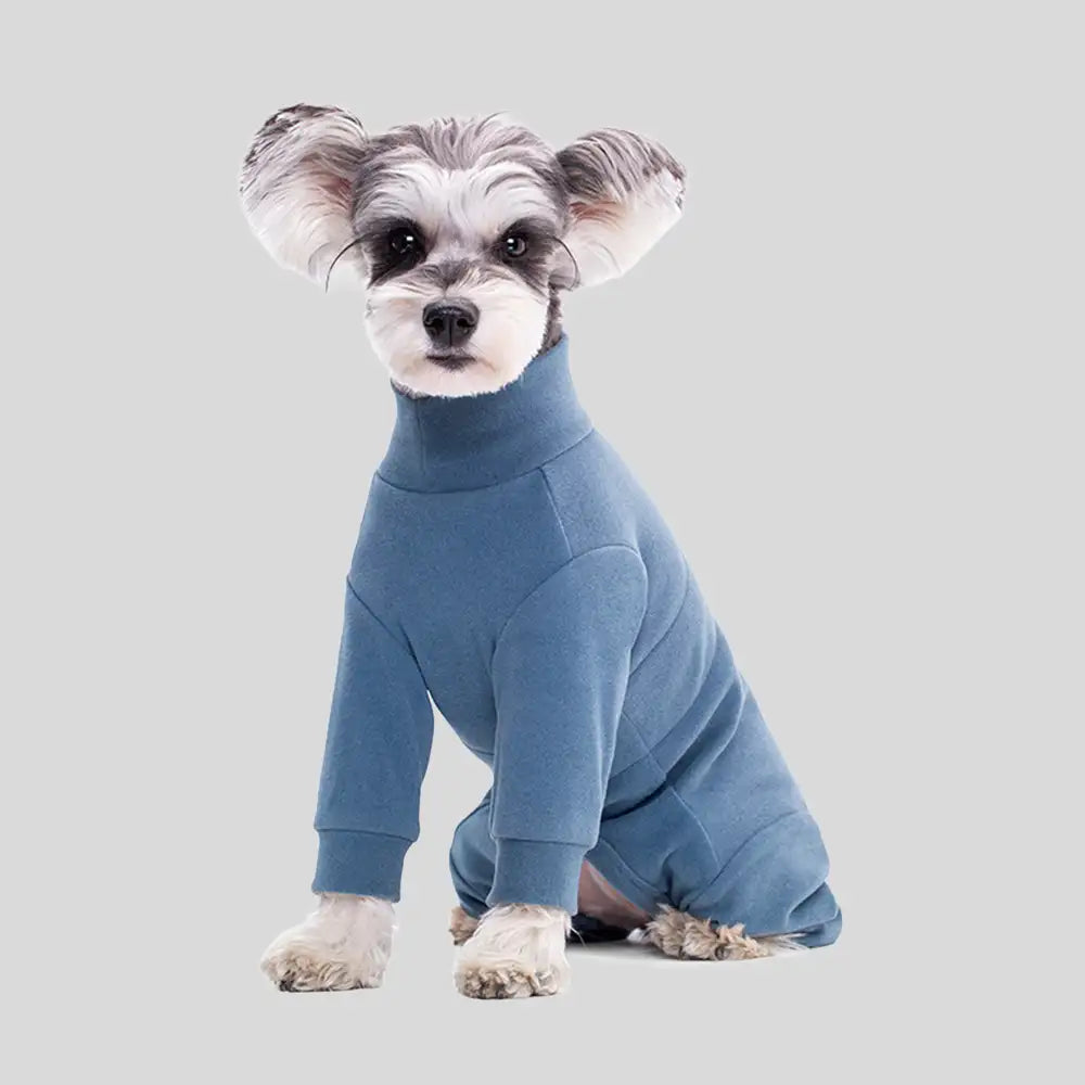 Warm Soft Fleece High-Neck Four-Legged Dog Jumpsuit with Adjustable Waist - Image 2