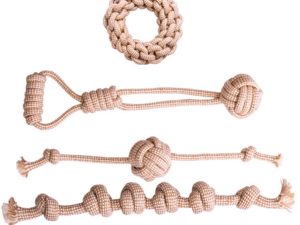 Linen Cotton Rope Toy Set Teeth Cleaning Interactive Chew Dog Toy