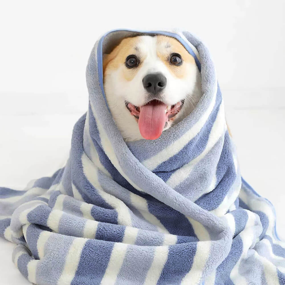 Striped Absorbent Drying Thickened Soft Dog & Cat Bath Towel - Image 2