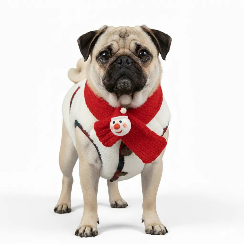 Plaid Winter Dog Jacket with Scarf – Festive and Cozy for the Holidays